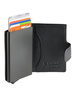 Metalowy portfel na karty w skórzanym etui Trophy 011 czarny